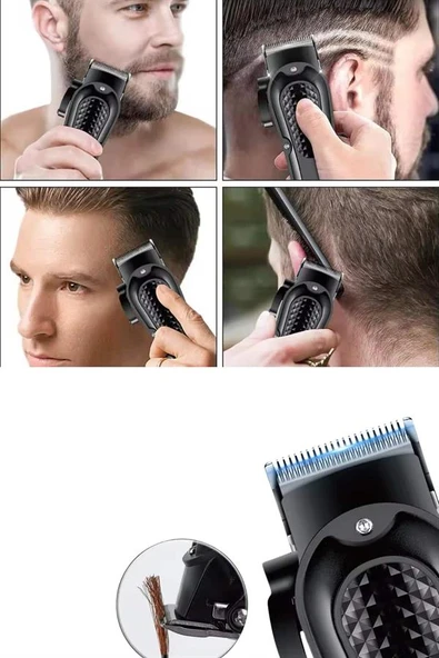 Dijital Profesyonel Kablosuz Saç Sakal Tıraş Makinası Sessiz Paslanmaz Çelik - 5