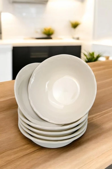 Digithome Mercan 6’lı Porselen Servis Salata Kasesi Çerezlik 13 Cm Beyaz C1-1-421