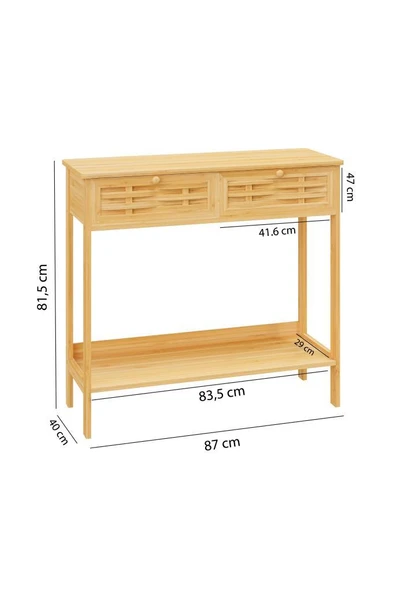 Digithome Bambu Dekoratif Raflı 2 Çekmeceli Dresuar Konsol DB-0012 - 5