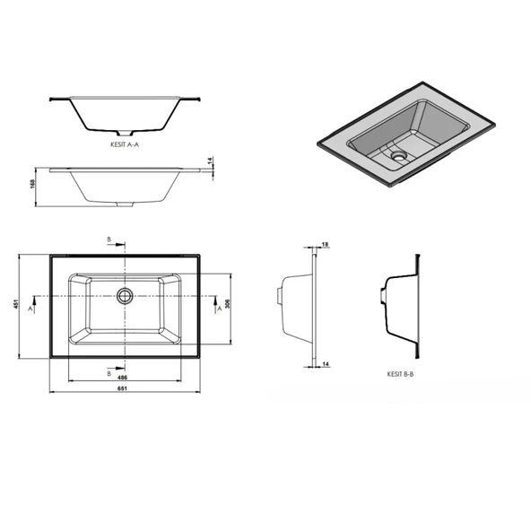 Real Stone ZENITH 65 Etajerli Gri Granit Banyo Lavabosu 65x45 - 3