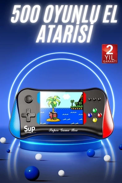 500 Oyunlu Retro Sup Konsolu Taşınabilir Mini Gamepad 3,5 İnç Ekran - 2