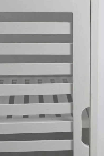 Digithome Bambu Beyaz Lake 1 Kapaklı 2 Raflı Banyo Düzenleyici Organizer Dik Dolap DB-0044 - 6