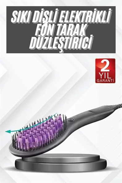 Elektrikli Fırça Taşınabilir Saç Düzleştirici Tarak Sıkı Dişli - 2