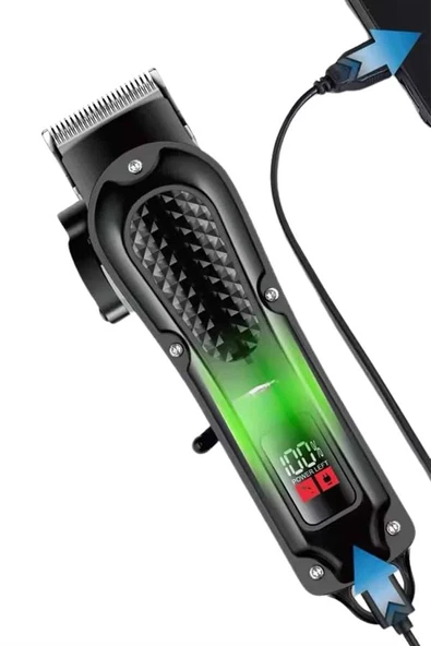 Dijital Profesyonel Kablosuz Saç Sakal Tıraş Makinası Sessiz Paslanmaz Çelik - 3