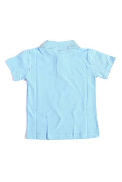 Mavi Kısa Kol Düz Renk Yakalı 6-17 Yaş Çocuk Okul Lakos Tişört Polo Yaka T-shirt - 2