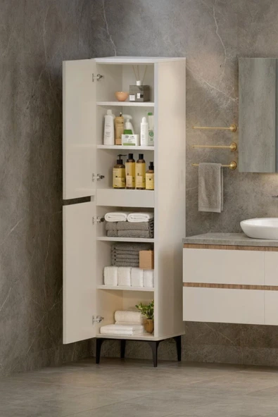 Polen 2 Kapaklı Çok Amaçlı Boy Banyo,Mutfak,Kiler Dolabı Beyaz - 3