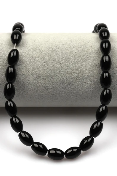 Siyah Akik Doğaltaş Dizi 8 x 12 mm Arpa Kesim - Resim 2