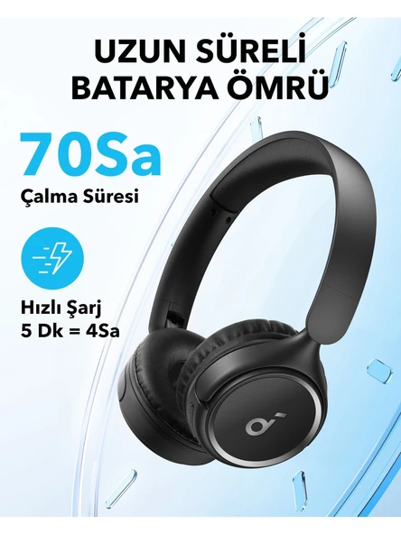 Anker Soundcore H30i Mikrofonlu Kablosuz Kulaküstü Kulaklık - 70 Saat Oynatma Süresi- Soundcore Uygulama Destekli - Multipoint Connection - Siyah (Anker Türkiye Garantili) - 2