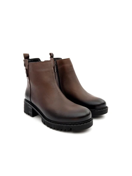 Venüs 1950811K Kadın Hakiki Deri Kalın Taban Fermuarlı Kısa Bot - 8