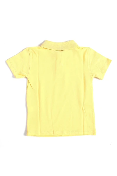 Sarı Kısa Kol Düz Renk Yakalı 6-17 Yaş Çocuk Okul Lakos Tişört Polo Yaka T-shirt - Resim 2