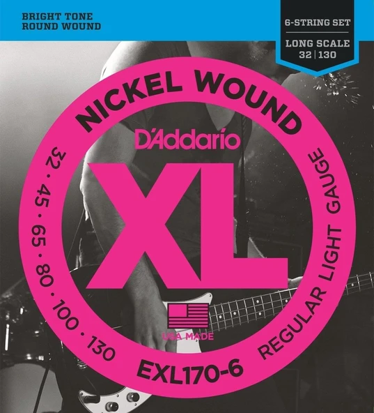 DADDARIO EXL170-6 BASS GİTAR TEL SETİ , 6 TELLİ, XL, 32-130, LONG SCALE ürün görseli