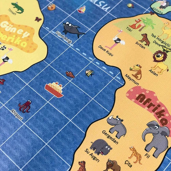 DÜNYA HARİTASI BÜYÜK- 150cm x 100cm ( OKUL ÖNCESİ ) - Resim 2