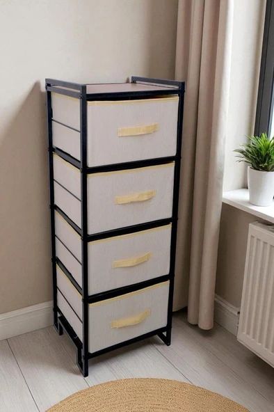 Digithome Metal 4 Çekmeceli Dolap Organizer Çok Amaçlı Düzenleyici Şifonyer Siyah MRS-021 - 2