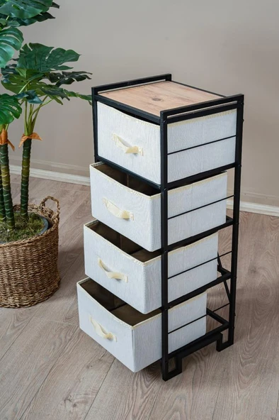 Digithome Metal 4 Çekmeceli Dolap Organizer Çok Amaçlı Düzenleyici Şifonyer Siyah MRS-021 - 3