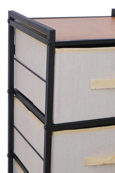 Digithome Metal 4 Çekmeceli Dolap Organizer Çok Amaçlı Düzenleyici Şifonyer Siyah MRS-021 - 5