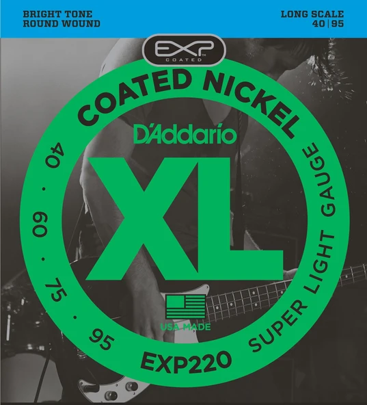 DADDARIO EXP220 BASS GİTAR TEL SETİ, 40-95, COATED NICKEL, SUPER LIGHT