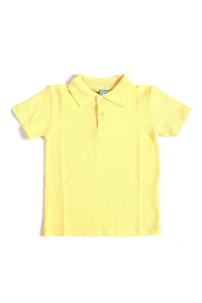 Sarı Kısa Kol Düz Renk Yakalı 6-17 Yaş Çocuk Okul Lakos Tişört Polo Yaka T-shirt ürün görseli