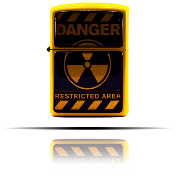 Danger Desenli Sarı Benzinli Çakmak - 1