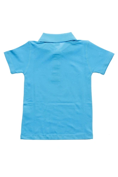 Turkuaz Kısa Kol Düz Renk Yakalı 6-17 Yaş Çocuk Okul Lakos Tişört Polo Yaka T-shirt - 2