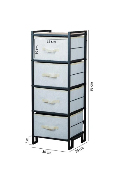 Digithome Metal 4 Çekmeceli Dolap Organizer Çok Amaçlı Düzenleyici Şifonyer Siyah MRS-021 - 7