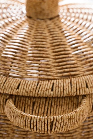 Digithome Rattan Hasır Kapaklı Çok Amaçlı Depolama Mutfak Banyo Sepeti 28.5 Cm - Kahverengi - 3