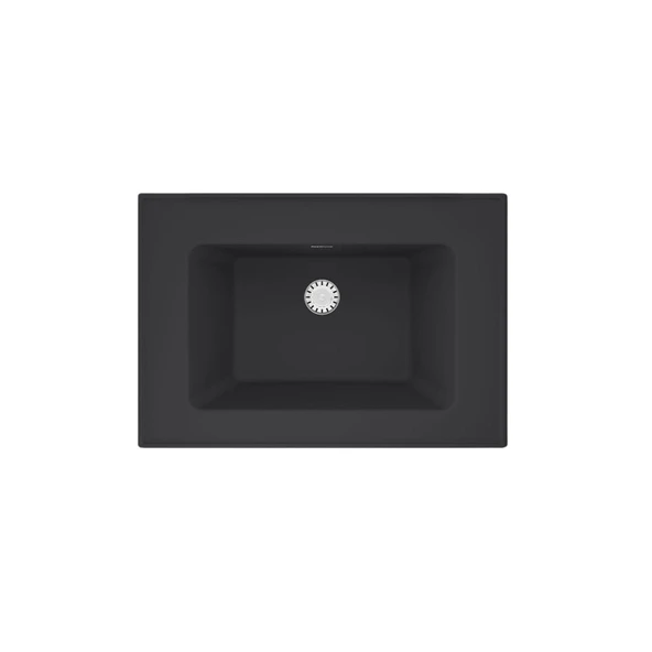 Real Stone ZENITH 65 Etajerli Antrasit Granit Banyo Lavabosu 65x45