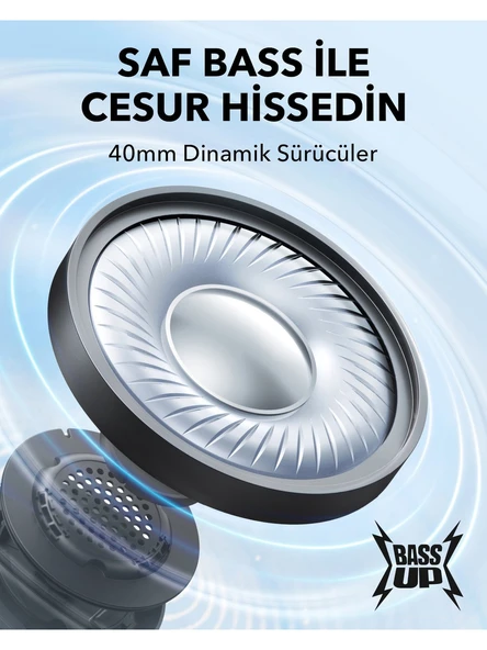 Anker Soundcore H30i Mikrofonlu Kablosuz Kulaküstü Kulaklık - 70 Saat Oynatma Süresi- Soundcore Uygulama Destekli - Multipoint Connection - Siyah (Anker Türkiye Garantili) - 3