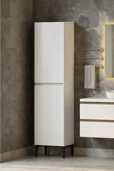 Polen 2 Kapaklı Çok Amaçlı Boy Banyo,Mutfak,Kiler Dolabı Beyaz - 2