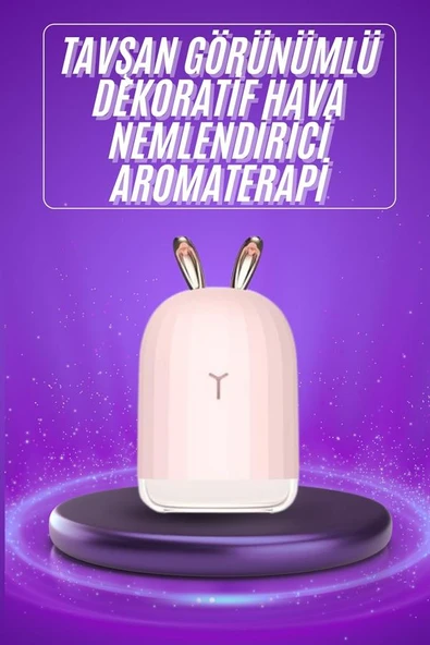 Aromaterapi Hava Nemlendirici Dekoratif USB Şarjlı Tavşan Nemlendirici - 2