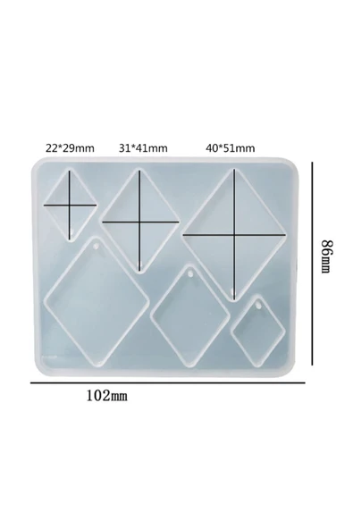 Siliko World Epoksi Geometrik Model Küpe Kolye Anahtarlık Kalıbı Silikon - 5