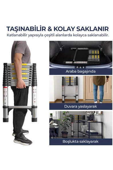 ROBO Paslanmaz Çelik Katlanır Merdiven 3.9 Metre - 3