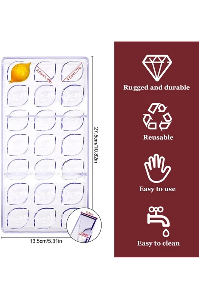 Siliko World Polikarbon Çikolata Kalıbı Mini Limon - 5