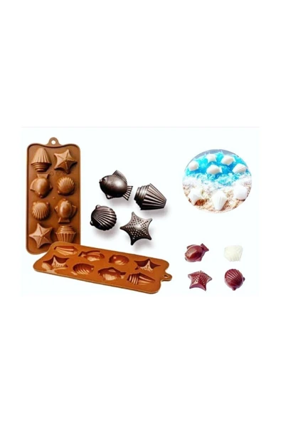 ELITETIME Deniz Ürünleri Silikon Çikolata Kalıbı 8 Li