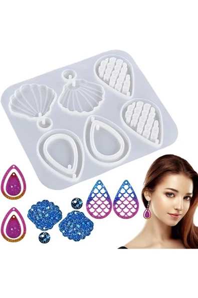 Siliko World Epoksi Reçine Kolye, Küpe, Anahtarlık Çoklu  Silikon Kalıp - 2