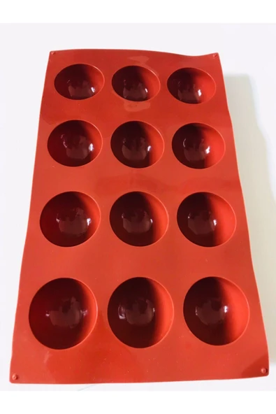 Siliko World Yarım Küre 12'li Silikon Kek Pasta Buz Kalıbı Ürün 4,5cm - 4