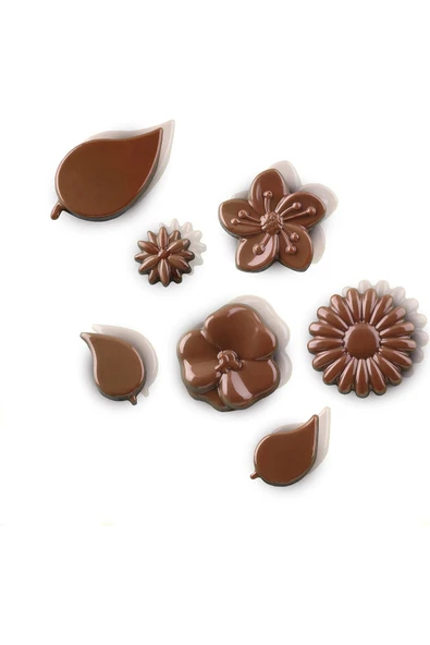 Siliko World Silikon Çikolata Kalıbı Çiçek ve Yaprak Figürleri - 4