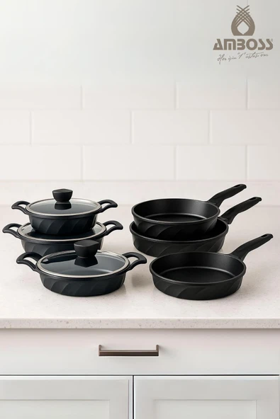 Vento 9 Parça Döküm Tava Sahan Seti (Siyah) ürün görseli