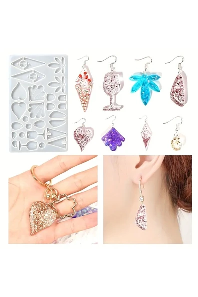 Siliko World Silikon Epoksi Reçine Çoklu Kolye Küpe Anahtarlık Kalıbı