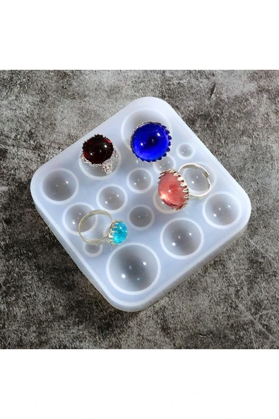 Siliko World Silikon Epoksi Reçine Kalıbı Yarım Küre Yüzük Taşı Kalıbı - 2