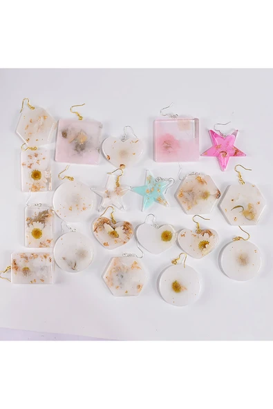 Siliko World Epoksi Silikon Kalıp Çoklu Kolye Küpe Anahtarlık Farklı Boylarda Yıldız Figürü Kalıbı - 4