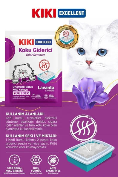 Kedi Kumu Koku Giderici - Kötü Kokuları Giderir - Doğal Koku Giderici - Lavanta Kokulu 25 Gr. - 3