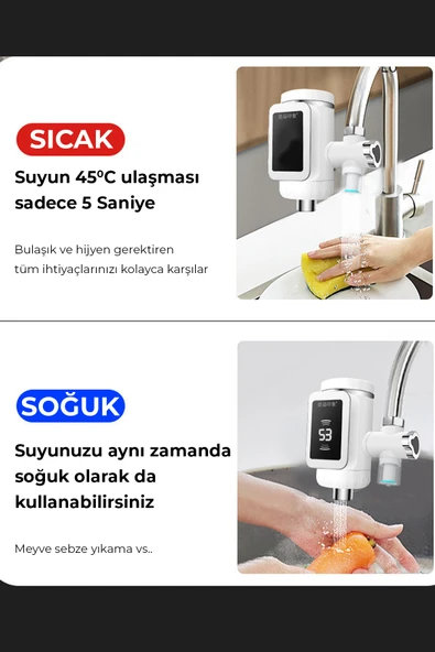 ROBO Taşınabilir Dijital Sıcak Su Musluğu Tüm Bataryalara Ve Musluk Tiplerine Uyumludur - 2