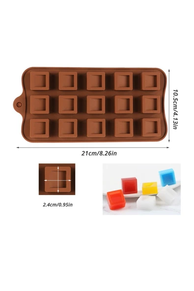 Siliko World Silikon Kare Desenli Çikolata Kalıbı Mum Sabun Epoksi Reçine Ve Jöle Yapımı Için Uygundur ürün görseli 1