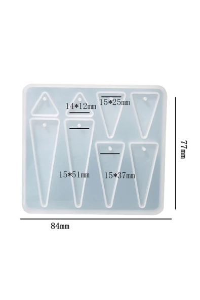 Siliko World Epoksi Geometrik Üçgen Küpe Kolye Anahtarlık Kalıbı Silikon - 3