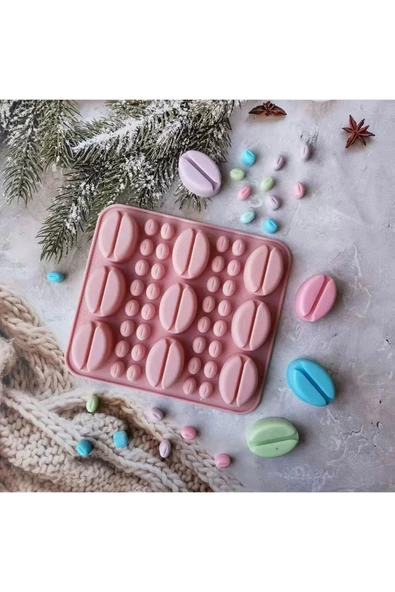 Siliko World Yeni Büyük Ve Küçük Kahve Çekirdeği Silikon Buz Çikolata Şeker Jöle Kalıbı - 3d Silikon Kalıp - 4