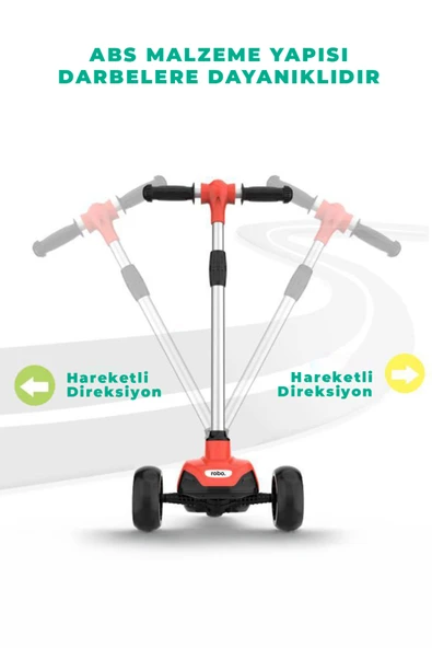 ROBO Elektrikli 3 Tekerlekli Çocuk Scooter Kırmızı - 2