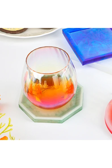 Siliko World Epoksi Beton Altıgen Saksı Bardak Altlığı Silikon Kalıbı - 6