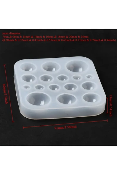 Siliko World Silikon Epoksi Reçine Kalıbı Yarım Küre Yüzük Taşı Kalıbı - 5