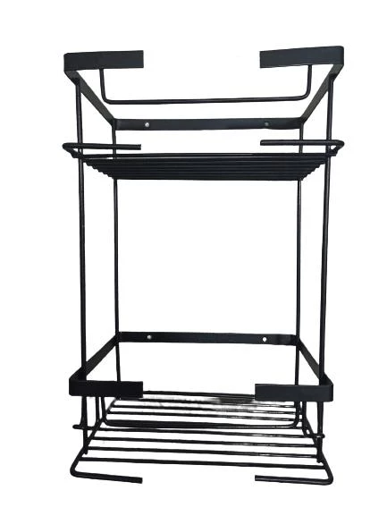 Geseus Paslanmaz 2Gözlü Siyah Banyo Kare Raf Şampuanlık 304 Kalite Çelik-GNRL2018 - 4