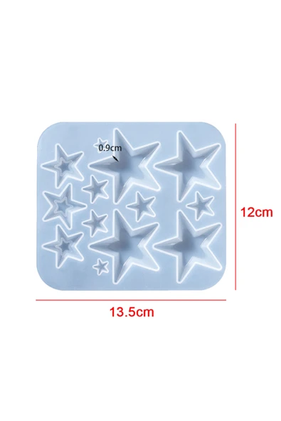 Siliko World Epoksi Silikon Kalıp Çoklu Kolye Küpe Anahtarlık Farklı Boylarda Yıldız Figürü Kalıbı - 3